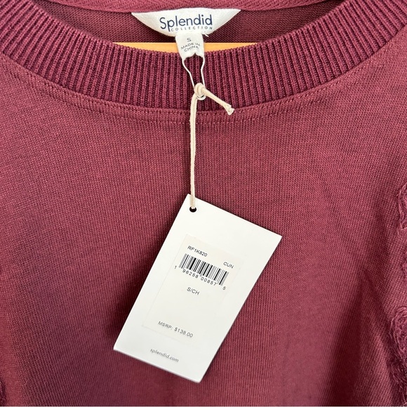 NWT, Splendid Woman’s Beatrice Crew Neck Puff Sleeve Embroidery Pullover, Small - Picture 3 of 7